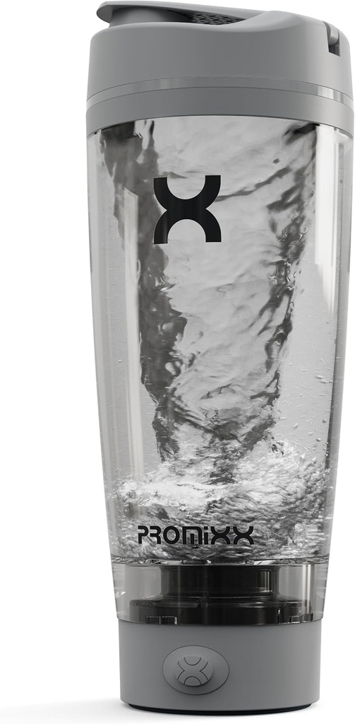 Promixx PRO Shaker Bouteille Nouvelle édition – Rechargeable, puissant pour smooth Protein Shakes – comprend le stockage de supplément, sans BPA, 20oz tasse, gris frais