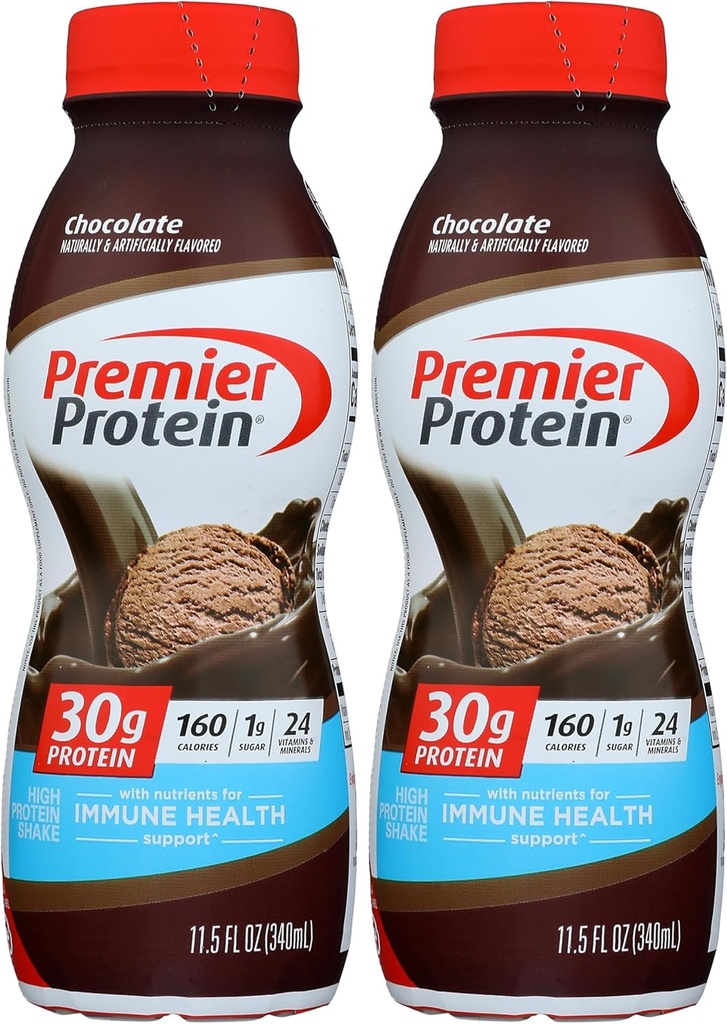 Premier Protein 30g Secouer de protéines, chocolat, 11,5 fl oz (paquet de 2)