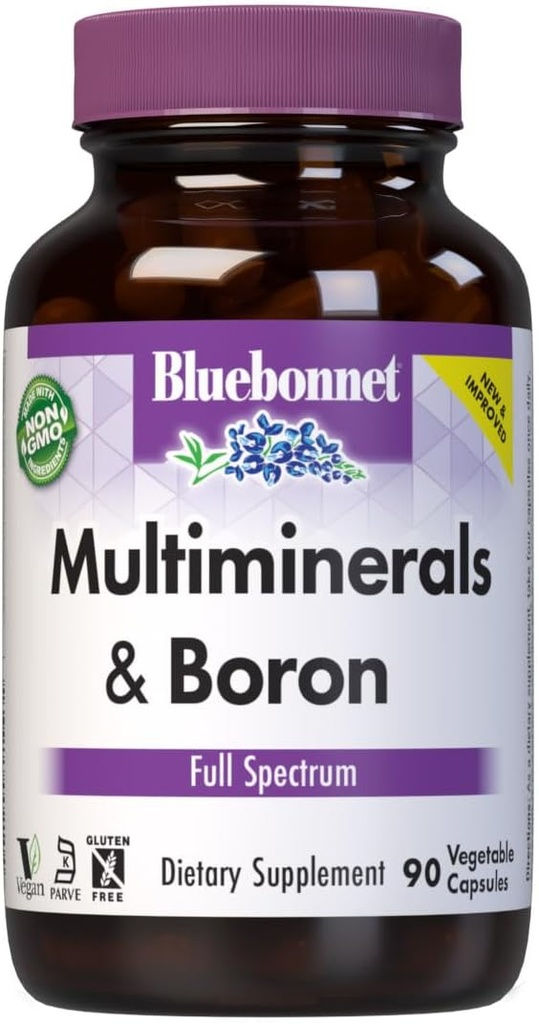 BlueBonnet Multi Minerals Plus Boron Capsules végétariennes, 90 Nombre (743715002104)
