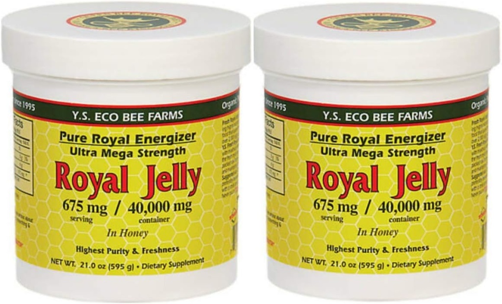 Y.S. Eco Bee Farms, (2 Pack) Royal Jelly, in Honey, 675 mg, 1.3 lbs (595 g)