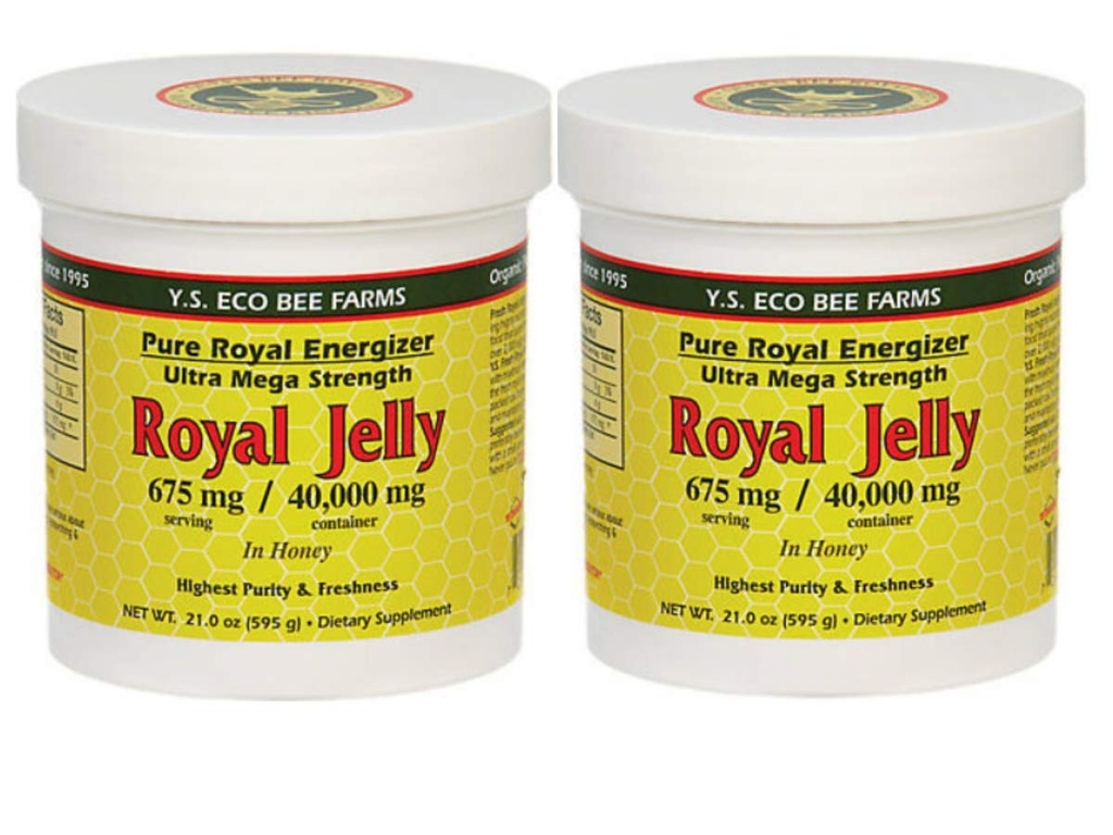 Y.S. Eco Bee Farms, (2 packs) Royal Jelly, dans le miel, 675 mg, 1,3 lb (595 g)