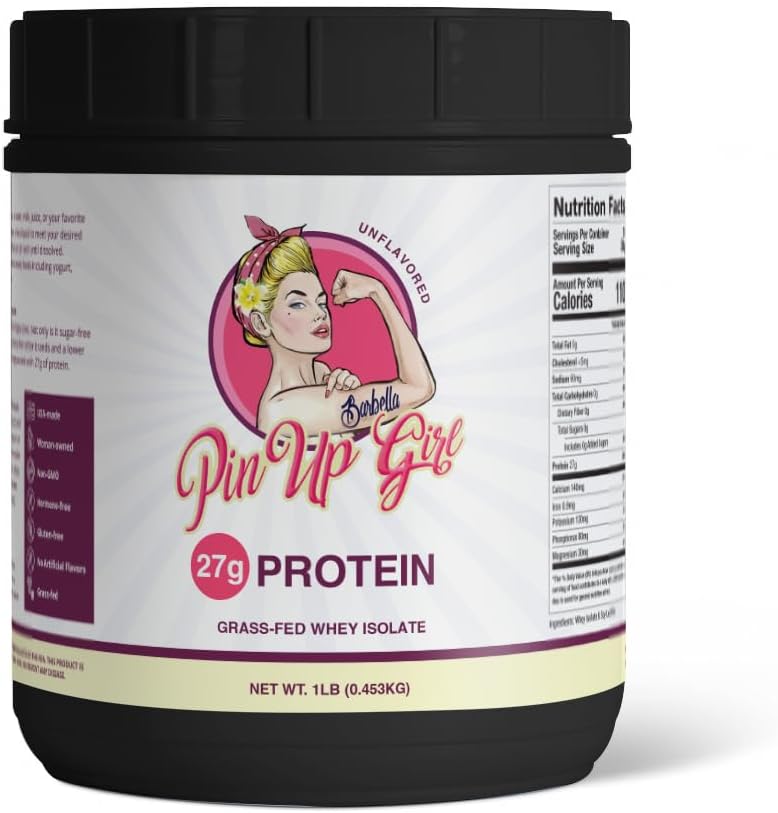 Pin Up Girl Whey Protein Isolate Powder – 27g of Protein Per Serving – Pure Premium Muscle-Building Whey Protein for Women – Fat Free, Low Calorie, Low Carb, No Added Sugar – Unflavored