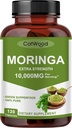 Moringa Supplément 10 000mg par portion, 100% Moringa Poudre Organique, Moringa Poudre d'extrait de feuille, Moringa Capsules Organiques, Non-OGM, Sans gluten, 120 Capsules