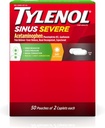 Tylenol Sinus Caplets diurnes sévères avec acétaminophène 325mg, Guaifenesin 200mg et Phénylephrine HCl 5mg, anti-douleur, expectorant et nasal, 50 packs de voyage de 2 ct