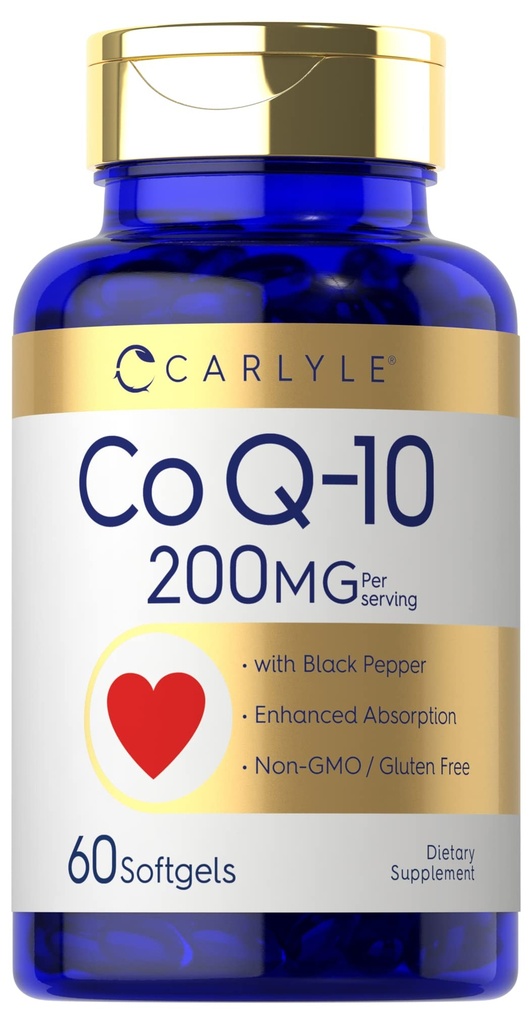 Carlyle CoQ10 200mg Softgels (en anglais seulement) 60 Comte avec poivre noir (en anglais seulement) Absorption accrue (en anglais seulement)