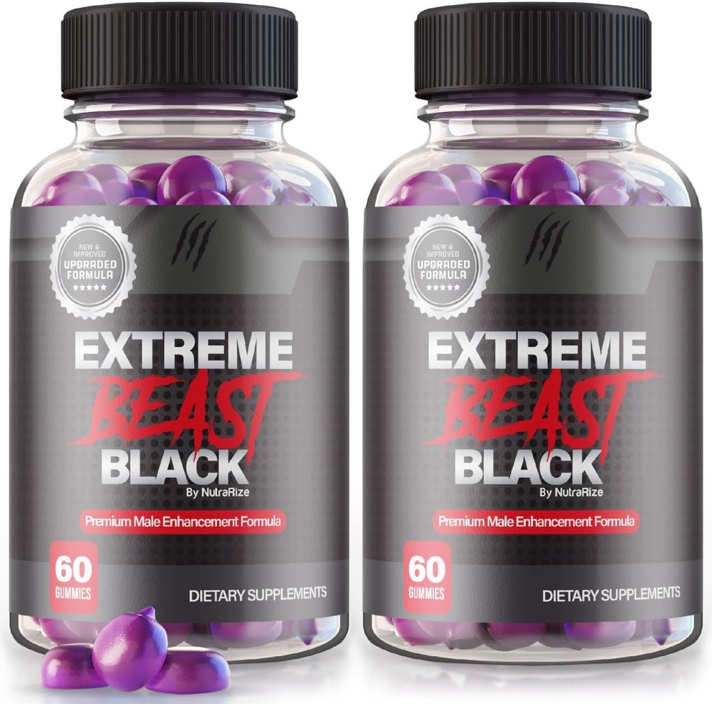 (2 Pack) Gommies Noir Bête Extreme - Supplément Noir Bête Extreme pour les hommes, une formule quotidienne pour la performance de pic, Formulation Black Bête Extreme Premium, Avis de Bête Extreme (120 Gommies)