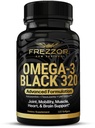 FREZZOR Omega 3 Noir - Capsules d'huile de moules à lisière verte, Fabriqué en Nouvelle-Zélande, UAF1000+, Soin articulaire & Relief, Heart & Immune Support, Pas d'arrière-goût de poisson, 320 Compte (paquet de 1)