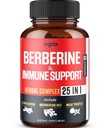Supplément Berberine Premium avec Ceylan, Ashwagandha, Turmeric, Thistle de lait, Elderberry & Black Pepper - Supports Système immunitaire, cardiovasculaire et gastro-intestinal - 60 Capsules