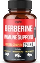 Supplément Berberine Premium avec Ceylan, Ashwagandha, Turmeric, Thistle de lait, Elderberry & Black Pepper - Supports Système immunitaire, cardiovasculaire et gastro-intestinal - 60 Capsules