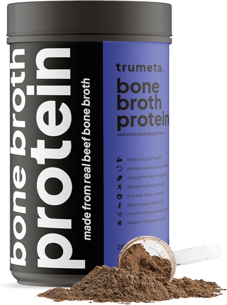 Poudre de protéines à os de boeuf - Poudre de collagène purifiée avec 9 acides aminés pour la santé des muscles et de la peau - Riche saveur de chocolat pour une expérience goûteuse et nutritive