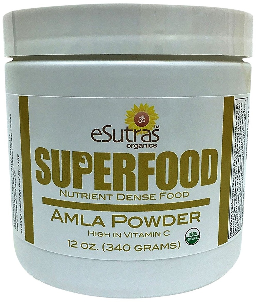 Poudre d'amla biologique 12 oz, 30 portions Vitamine naturelle C (vitamine immunitaire) Amalaki Poudre froide Nutriment organique pour smoothies sains