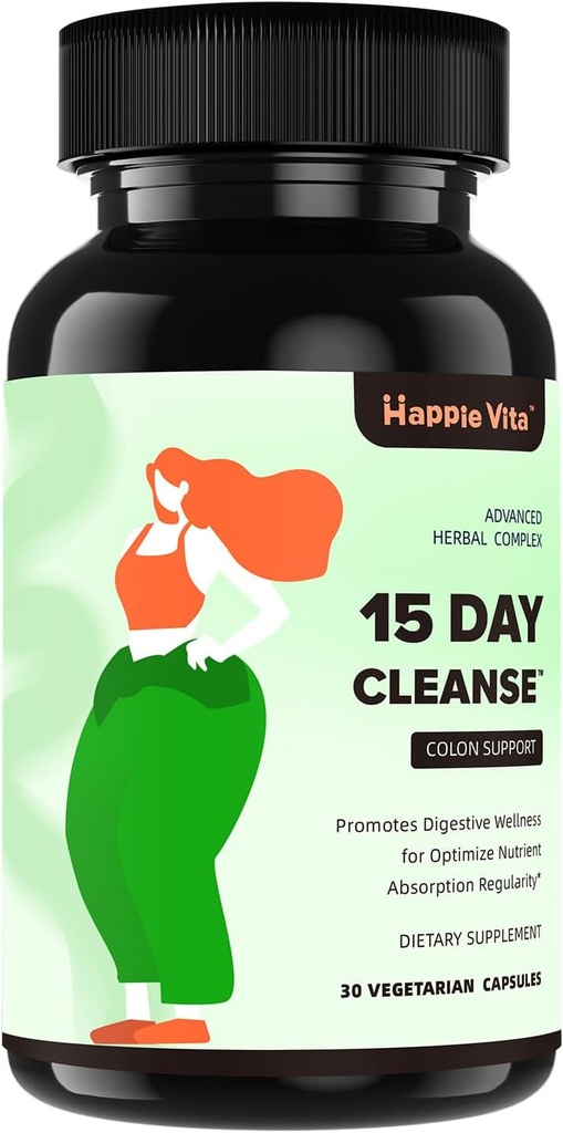 15 jours Gut Cleanse Detox pour les femmes et les hommes, avancé Gut Gut Colon Cleanse Detox avec Psyllium Husk, Cascara Sagrada, Senna et Probiotic Natural Laxative, 30 capsules