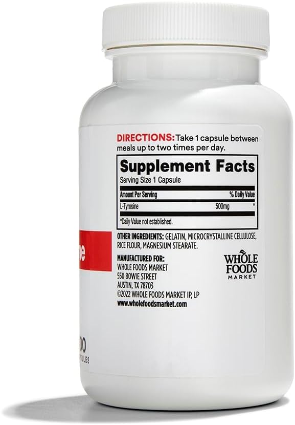 Marché des aliments entiers, L Tyrosine 500Mg, 100 Capsules (paquet de 2)