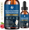 (2 Pack) Glucosamine Chondroïtine MSM gouttes liquides, haute absorption, antioxydant, Immune, os de soutien, supplément MSM pour les hommes et les femmes, végétalien, sans sucre, framboise, 1 Fl Oz