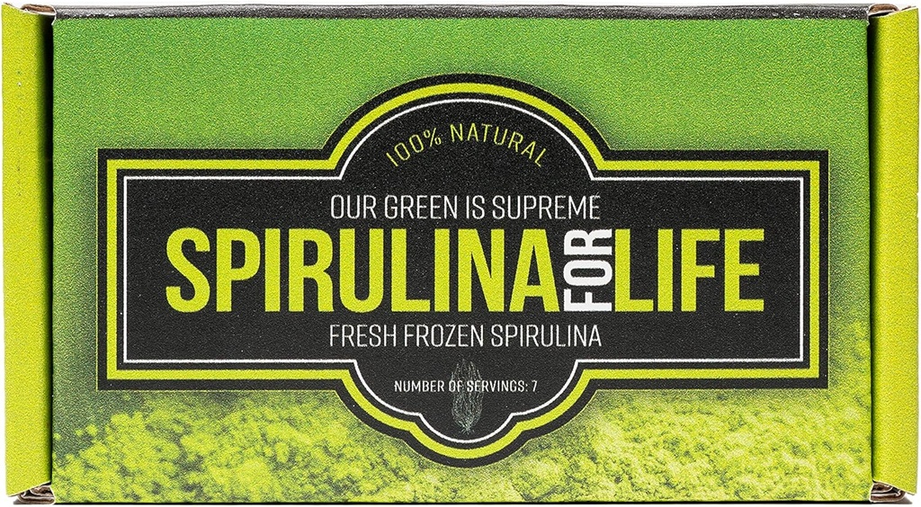 Spirulina 7 Stick Pack 7 Day Supply Spirulina Live Flash Surgelé 100% Pure Grown in Alkaline Water Grown, Harvested and Frozen in The USA Most Complete Super Food and Natural Multivitamin
