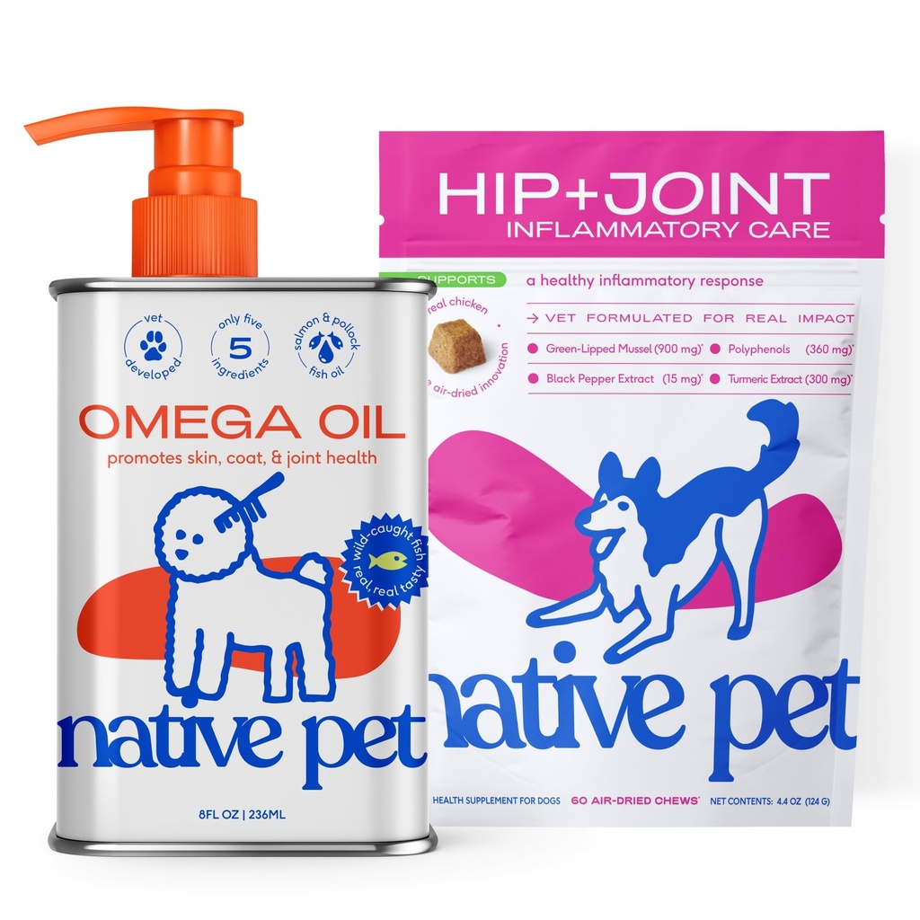 Huile Oméga pour chiens 8 Oz - Suppléments d'huile de poisson et soulagement - Chews anti-inflammatoires pour chiens - 60 Chews - Supplément d'arthrite et soulagement de la douleur articulaire