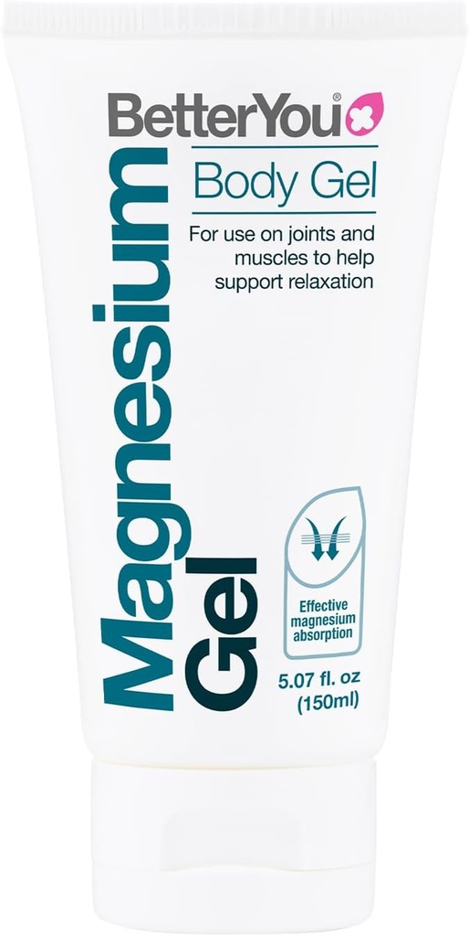 BetterYou Magnesium Gel - Relaxing Muscle Rub - Magnésium topique pour l'absorption efficace - Soutien articulaire sensible et soulagement musculaire - 5,07 oz