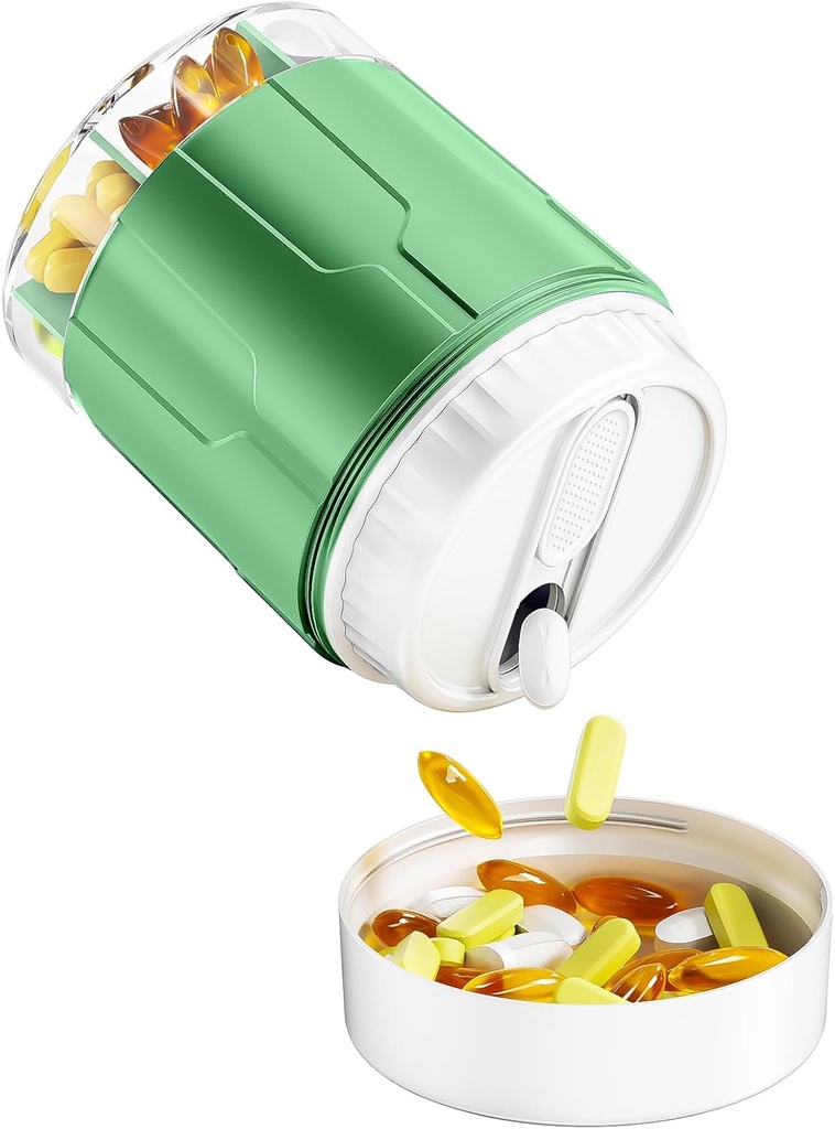 Odaro Extra Large Pill Organisateur, 7 Compartment Travel Pill Box, Daily Medicine Organizer et stockage - Olive