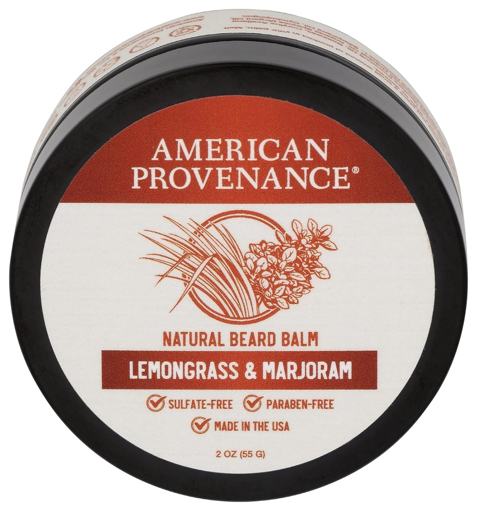 American Provenance Premium Baume naturel et moustache pour les hommes avec beurre de karité, huile de jojoba, huile d'argan - Balme grooming qui conditionne, hydrate et strenthens Bourdes et moustaches de toute longueur.