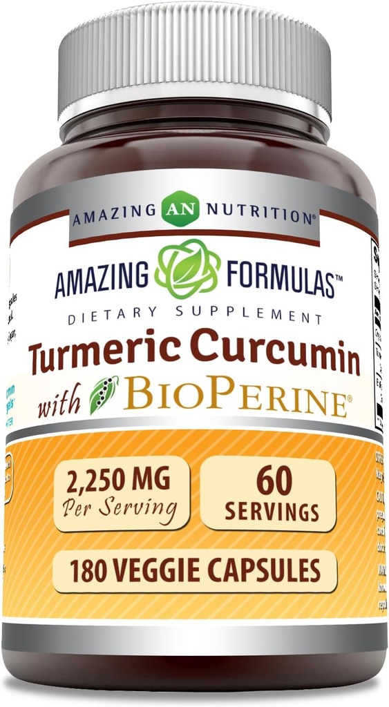 Formules étonnantes Curcumine curcumine curcuma avec supplément de bioperine.