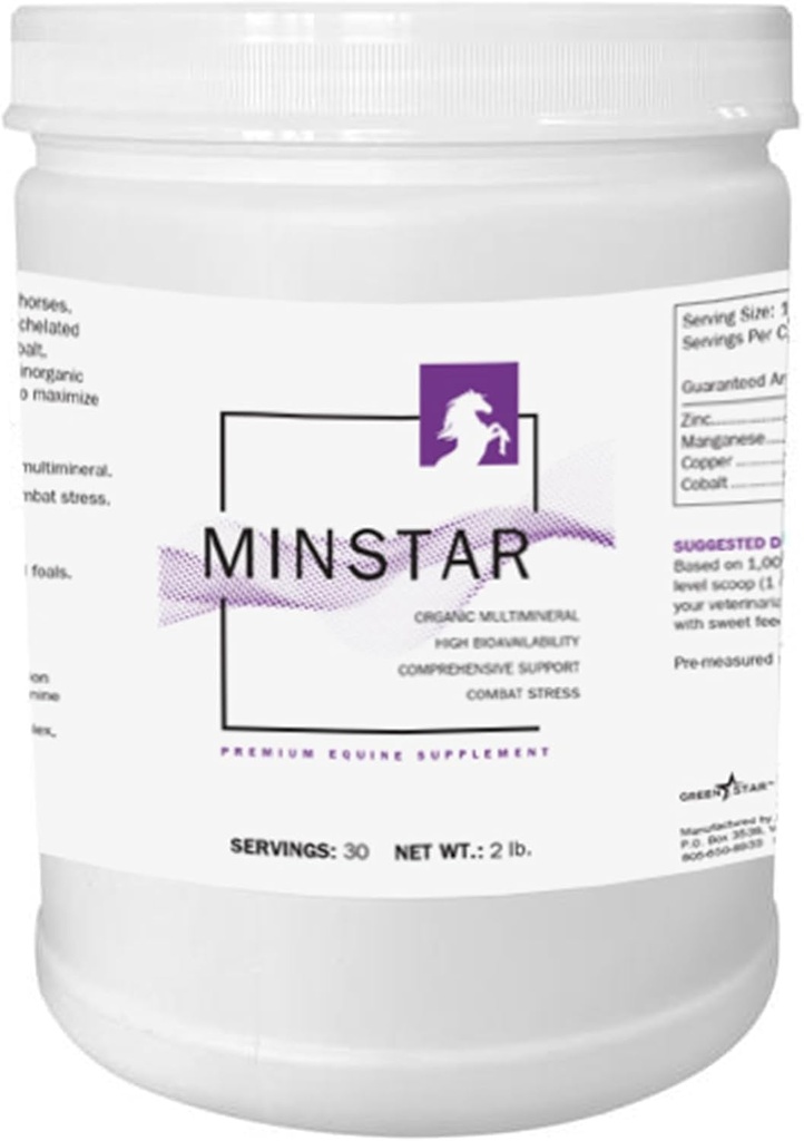 Étoile verte, MinStar, supplément en poudre équidé, additif alimentaire, 2 Lbs