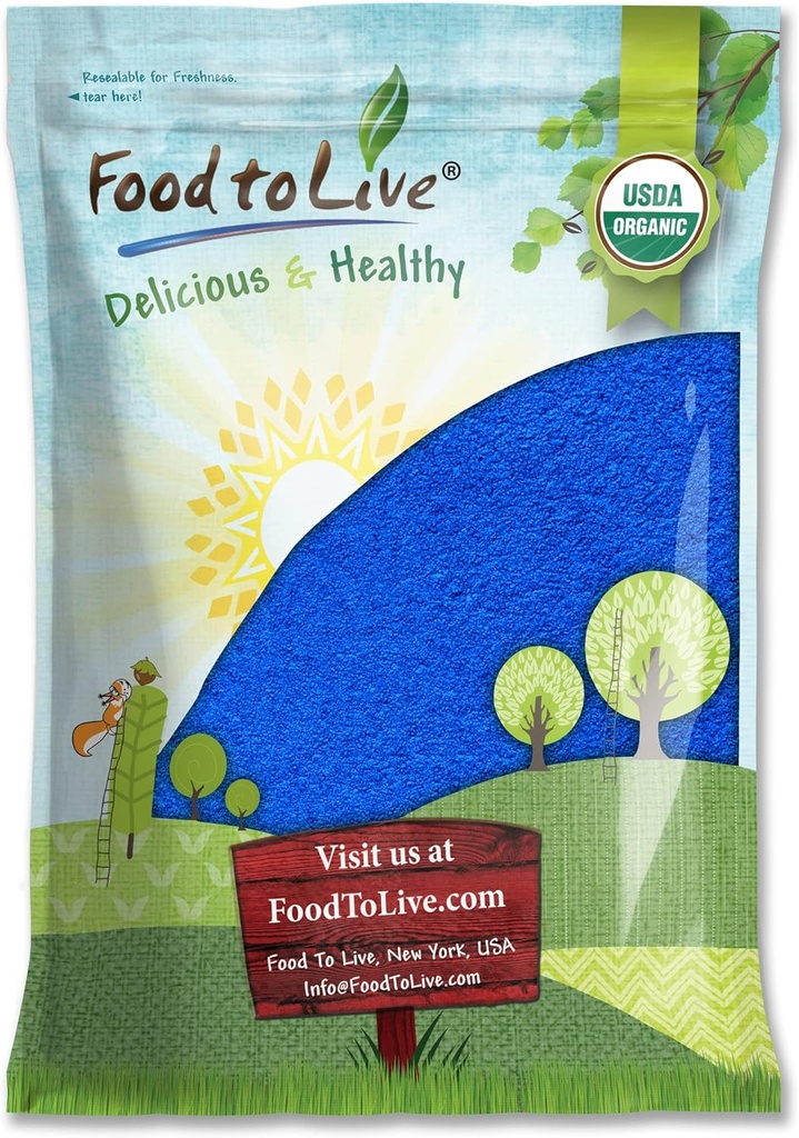 Alimentation en poudre de Spiruline Bleue biologique, 8 livres – Non-OGM, Extrait d'algues bleues-vertes pures, végétalien, non irradié, idéal pour les jus, smoothies, Shakes, boissons et colorant alimentaire