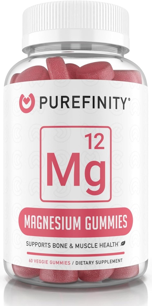 Citrate de magnésium Gommies 600 mg pour adultes – Supplément d'absorption élevée pour les crampes, la récupération musculaire, le sommeil, les os et le soutien énergétique – sans OGM, sans allergène – 60 Gommies végétaliens