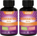 Resveratrol 600 mg, Supplément Trans-Resveratrol, Antioxydant Santé Aide au vieillissement - 120 capsules