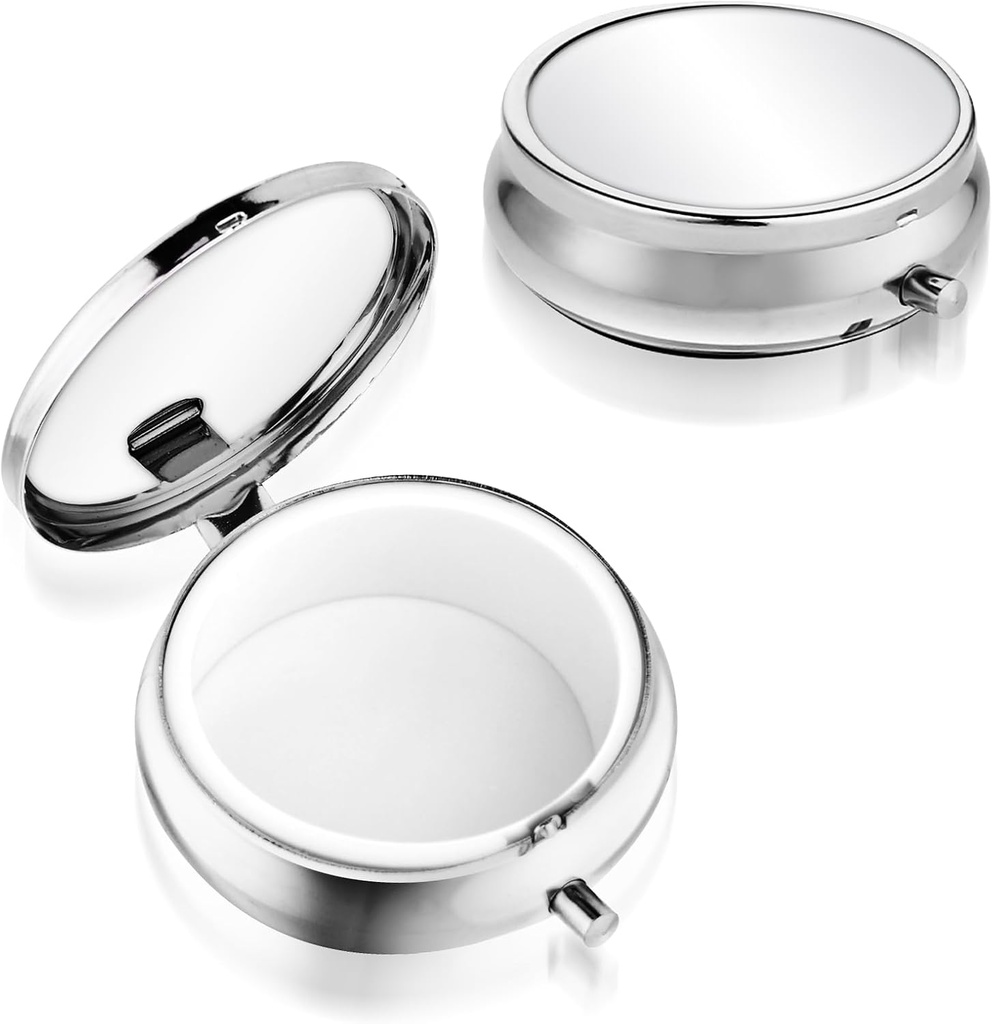 Sibba Portable Medicine Pill Case, Travel Multi-Functional Hydraure Proof Pill Box for Purse & Pocket, Cute Metal Medicine Pill Organizer Box for Vitamines, Fish Oil & Complements(1 Compartiment)