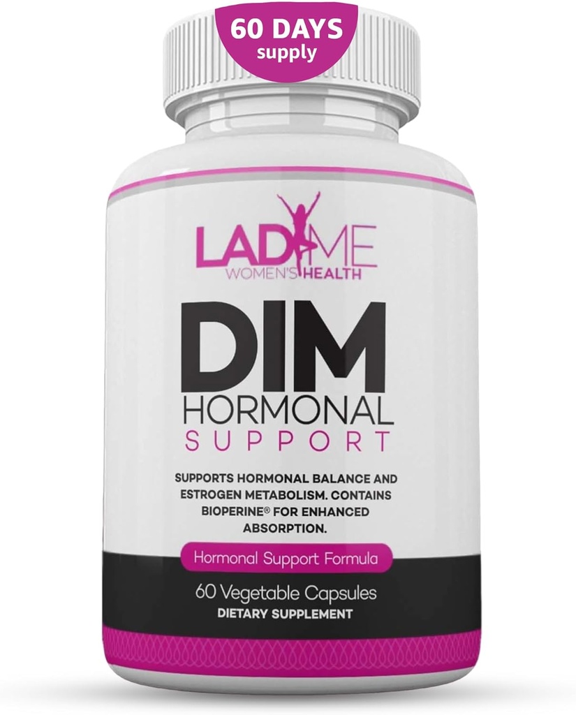 DIM Complex 150mg Soutien hormonal Ménopause Supplément de Relief pour les flashs chauds et l'acné hormonal Relief Bioperine, Broccoli et Calcium Estrogen Métabolisme Pilules d'équilibre pour femmes 60 Capsules par LadyMe