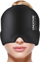 SEULEMENT Couvercle de soulagement de la migraine, Masque apaisant de la migraine, Enveloppe de tête de glace de gel sans odorat, thérapie chaude et froide, FSA-HSA Paquet de glace de maux de tête admissible pour la tension et le stress (Noir)