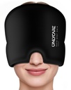 SEULEMENT Couvercle de soulagement de la migraine, Masque apaisant de la migraine, Enveloppe de tête de glace de gel sans odorat, thérapie chaude et froide, FSA-HSA Paquet de glace de maux de tête admissible pour la tension et le stress (Noir)