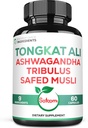 Satoomi Tongkat Ali Root Extract 200:1-9 Herbes essentielles avec Ashwagandha, Tribulus Terrestris & More - Soutien de la force, de l'énergie et des immunes saines - 60 capsules végétaliennes 2 mois d'approvisionnement