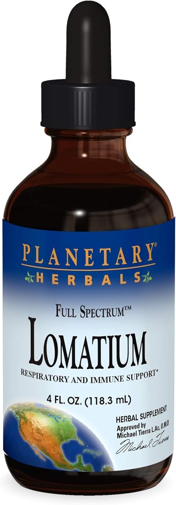 Herbes Planétaires Lomatium Full Spectrum Support liquide, respiratoire et immunitaire, 4 Onces
