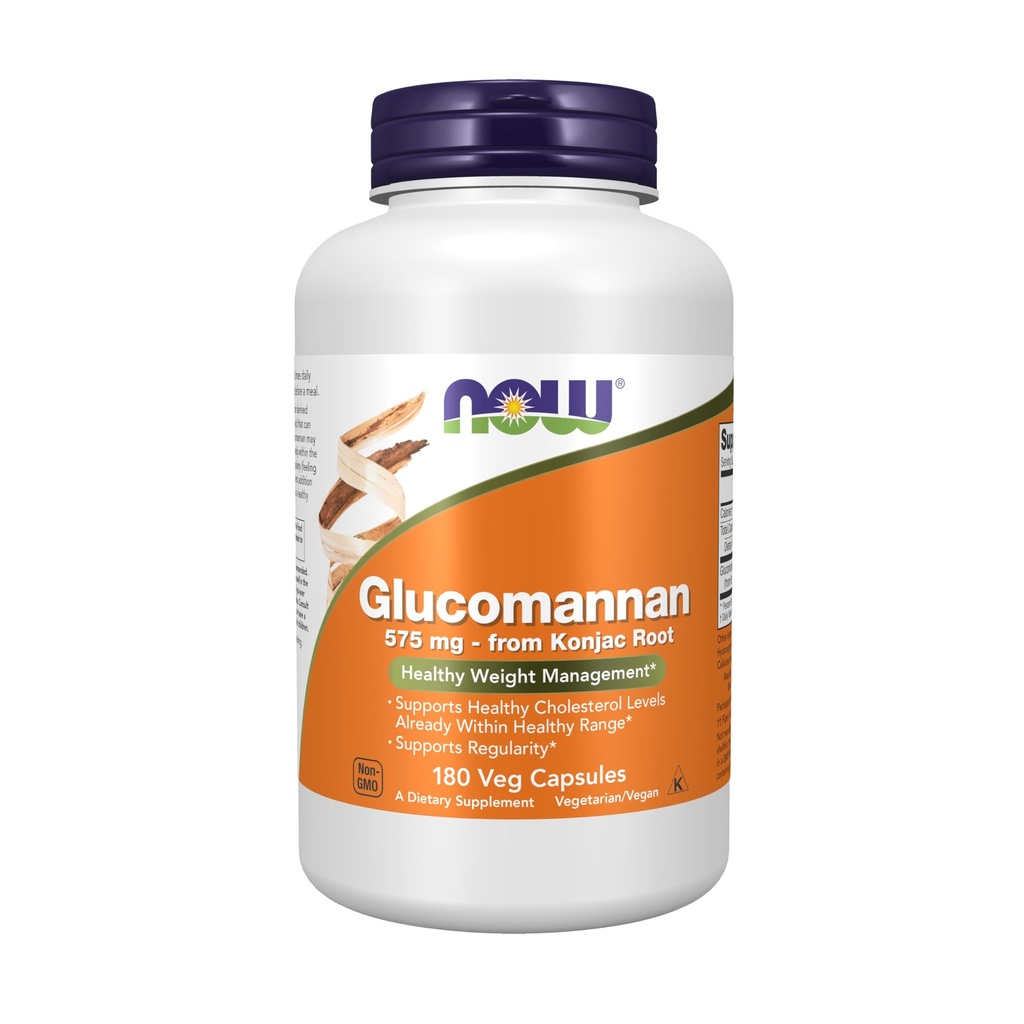 MAINTENANT Aliments suppléments, Glucomannan (Amorphophalus konjac) 575 mg, soutient la régularité*, Gestion du poids santé*, 180 gélules