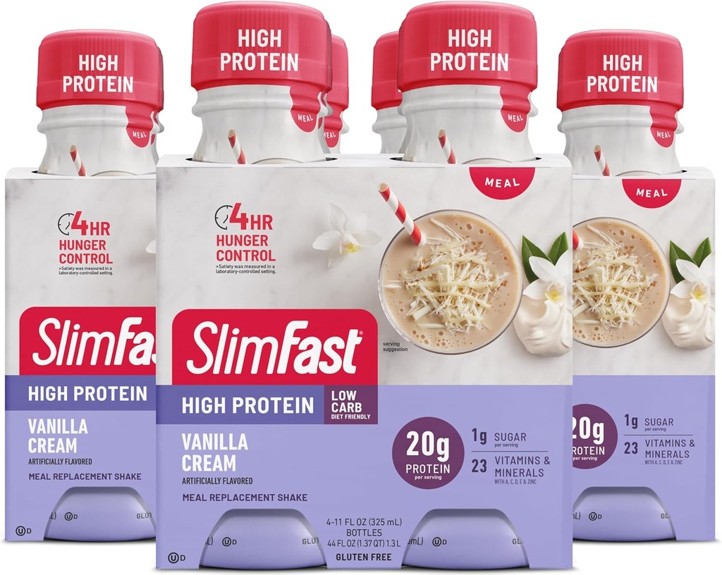 SlimFast Avanced Nutrition Shake – Prêt à boire Remplacement des repas – 20g de protéines – 11 Fl. Oz. Bouteille – 12 Compte - Crème Vanille Friendly Pantry 4 Compte (paquet de 3) 132 Fl Oz (paquet de 12)