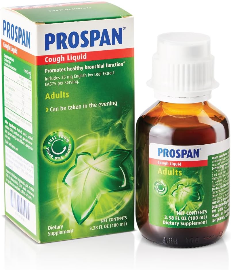 Prospan/Abrilar Cough Sirop + Mucus avec propriété Anglais Ivy Leaf Extract EA575 pour les adultes - Soothes Cough, Mucus Relief, Non ajouté sucre, non somnolent, sans alcool, sans drogue - 100mL