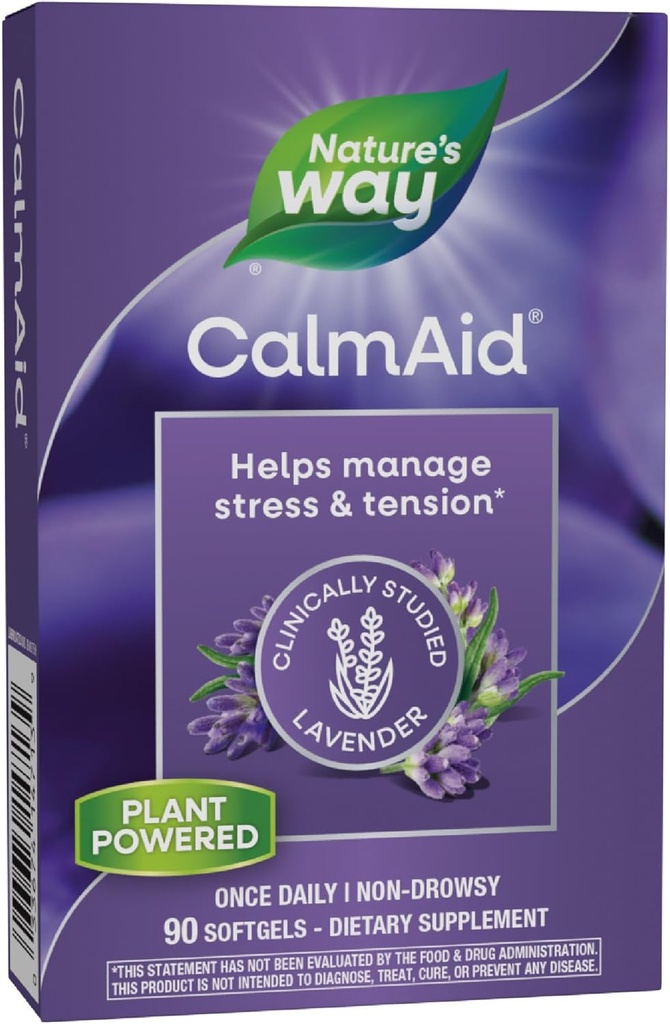 Nature's Way CalmAid, aide à gérer le stress et la tension*, lavande étudiée cliniquement, non somnolence, 90 softgels