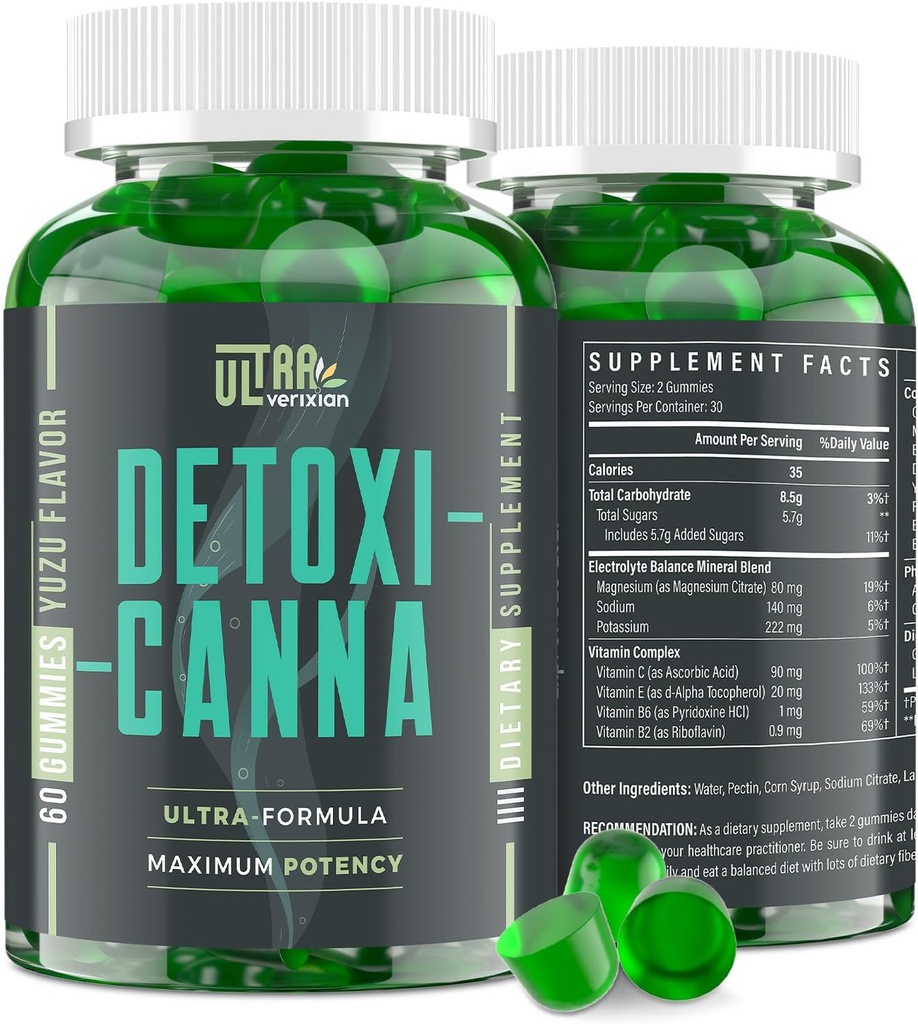 Detox Cleanse Gummies - Foie, Gut, Nettoyage du rein Detox & Réparation, Nettoyage du corps complet rapide et efficace Meilleur pour les femmes et les hommes avec le chardon de lait - Supplément naturel à base de plantes, 60 Gummies