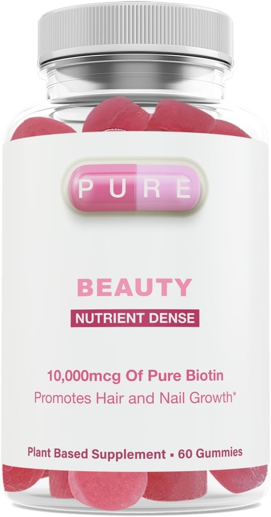 Beauté pure de 10000mcg de biotin pur de 60 gommies de plantes délicieuses.