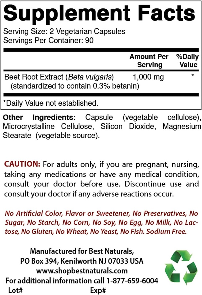 Poudre de racines de betterave 500 Mg et L-Carnitine 1000mg