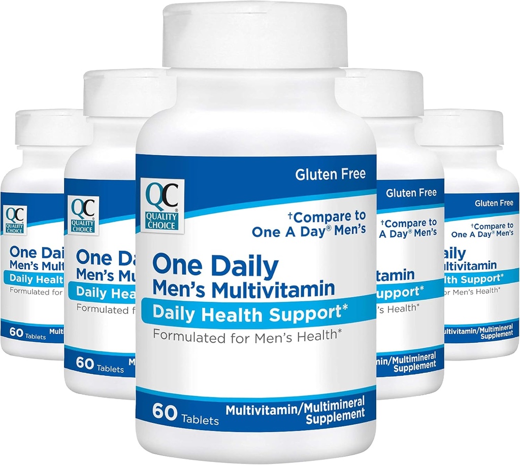 Choix de qualité Hommes Une multivitamine quotidienne avec des vitamines A C D E B (1, 2 et 6) et des suppléments minéraux dans 60 bouteilles de comptage (5 paquets)