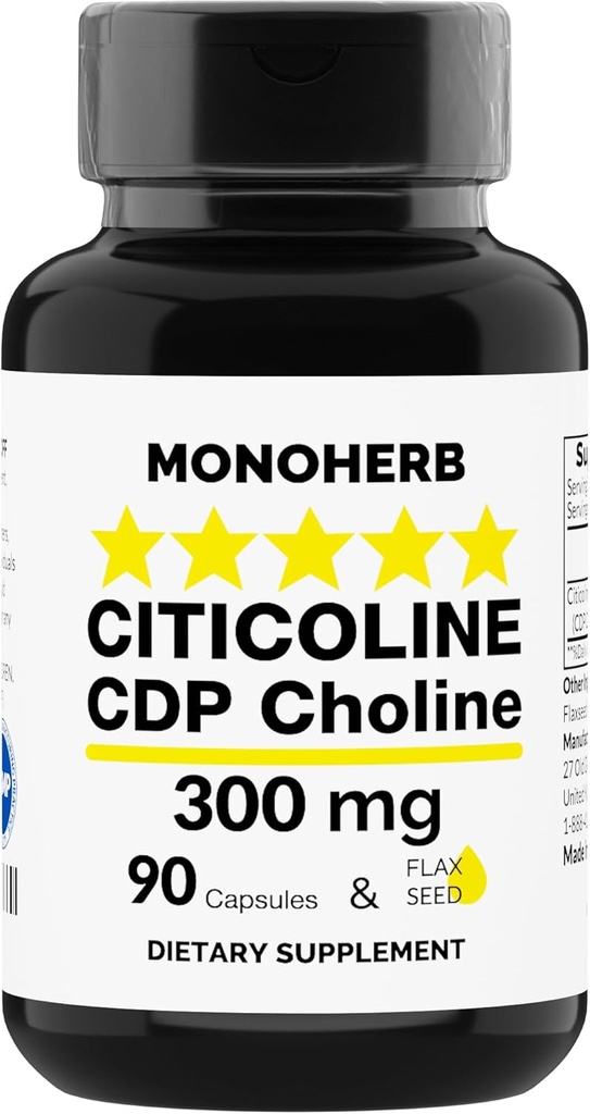 MONOHERB Citicoline CDP Choline 300 mg par gélule - 90 capsules végétariennes