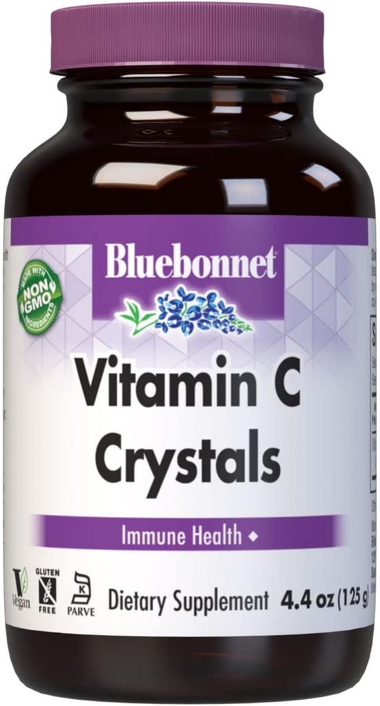 Bluebonnet Nutrition Vitamin C Crystals, for Immune Health, for Antioxidant Protection, Soy Free, Gluten Free, Non-GMO, Kosher, Dairy Free, Vegan, Powder, 4.4 oz (125 g)