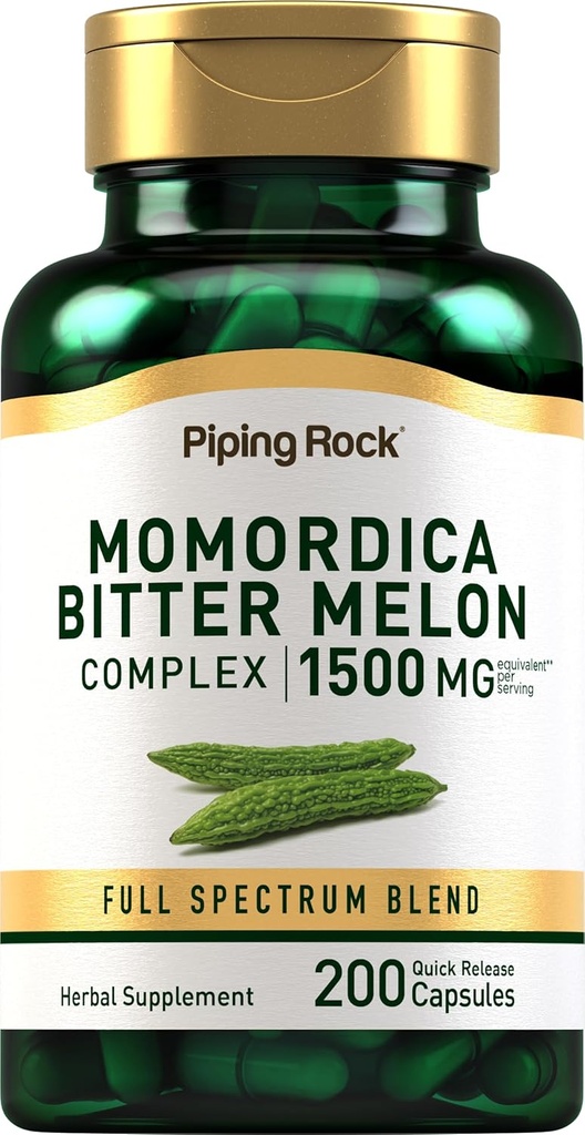 Piping Rock Bitter Melon Capsules de 1500mg de 200 Pills de Momordica Extrait de Charantia