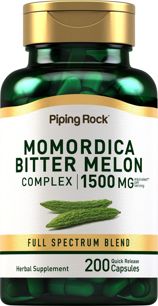 Piping Rock Bitter Melon Capsules de 1500mg de 200 Pills de Momordica Extrait de Charantia