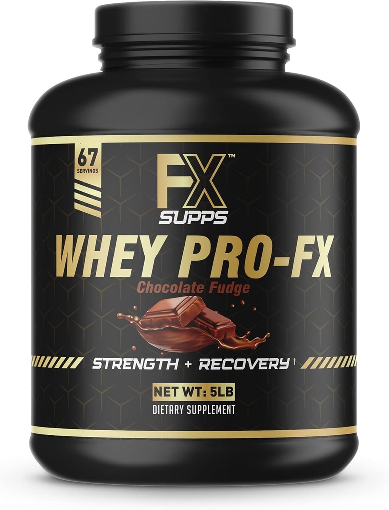 FXSUPPS Whey Pro-FX Protein Powder (Chocolate) Supplément idéal de récupération après l'entraînement avec naturellement en cours BCAA pour les hommes et les femmes, soutient la récupération musculaire et la force, 5.0 livre