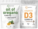 Micro-ingrédients Huile d'Origan Softgels 6 000mg par portion et vitamine D3 5 000 UI Pack de bundle