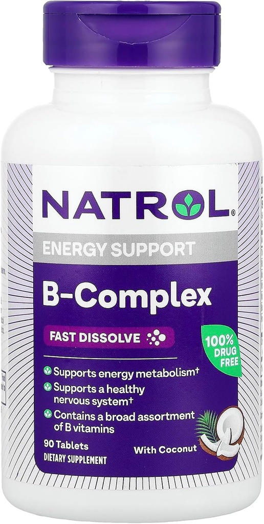 Natrol B-Complex, Fast Dissolve, Coconut, 90 Tablets