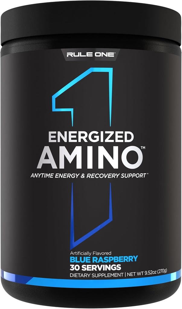 Règle 1 Amino énergétique – A tout moment l'énergie et le soutien de récupération avec BCAAs, Glutamine, Citrulline, Beta Alanine, et caféine à partir d'extraits de café vert et de thé Feuille (Blue Raspberry, 30 portions)